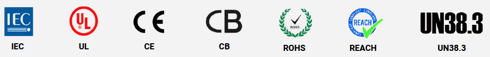 IEC UL CE CB ROHS REACH UN38.3 Certifications